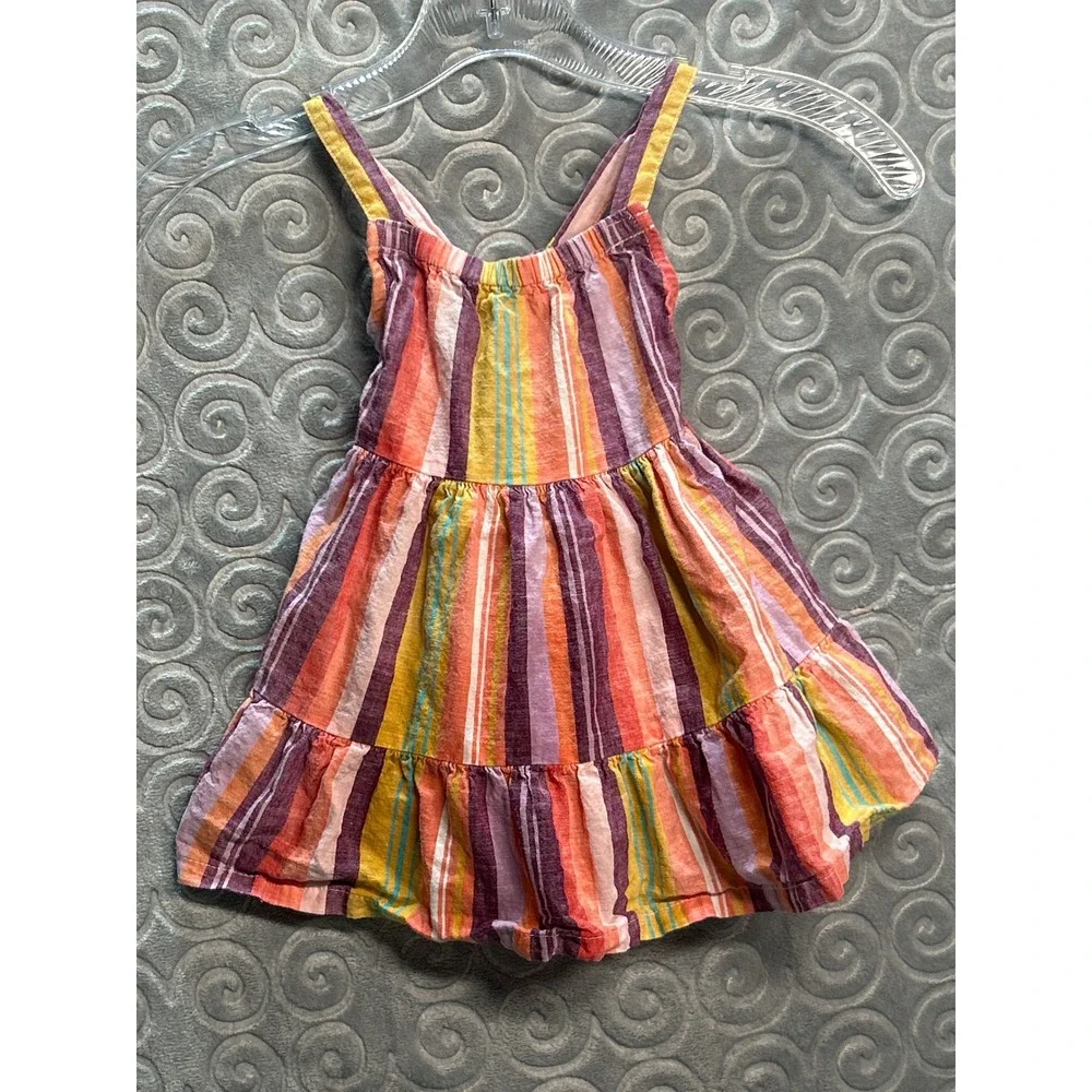 Carters‎ 12M Colorful Striped Dress Tiered Sleeveless Baby Girl Toddler Summer